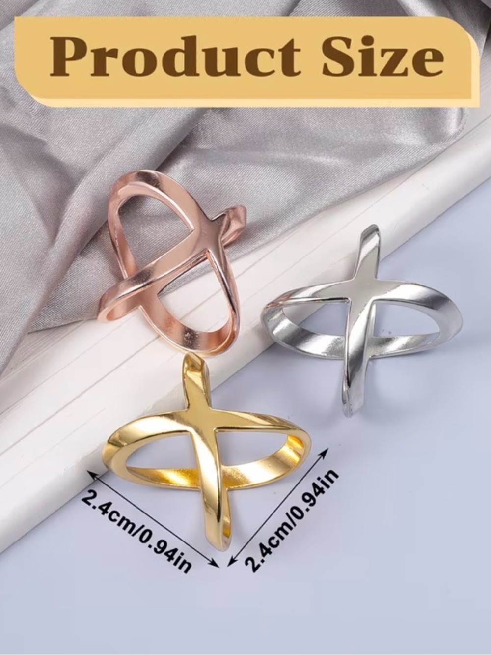 Scarf Ring Clip/Slide 3pc Set - Picture 2 of 3